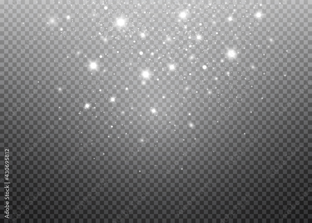 Dust white. White sparks and golden stars shine with special light. Vector sparkles on a transparent background. Dust white. White sparks and golden stars shine with special light. Vector sparkles on a transparent background.
