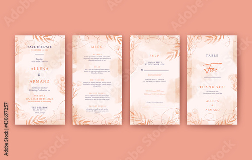 Elegant watercolor instagram stories template for wedding