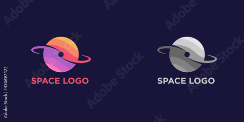 Illustration vector graphic of abstract planet space logo design template illustration.