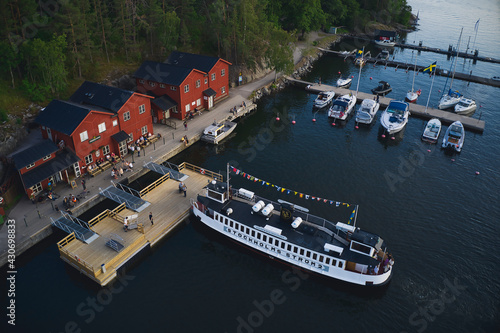 Fjaderholmarna island, SWEDEN - June 13, 2020. Fjaderholmarna island in the archipelago of Stockholm. photo taken by drone. High quality photo photo