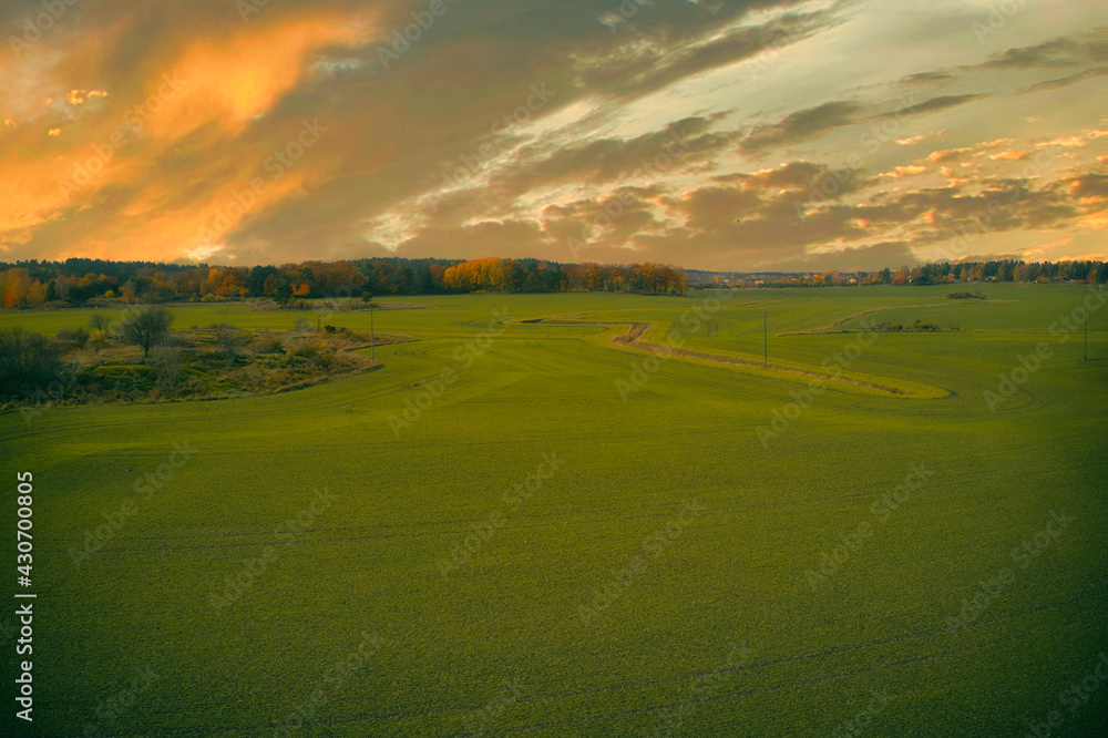 Stockholm Ekero - Aerial view of a autumn field 20-09-01. High quality photo Stockholm Ekero - Aerial view of a autumn field 20-09-01. High quality photo