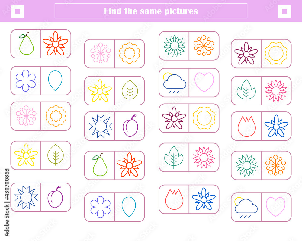  logic game for children. find and connect identical shapes