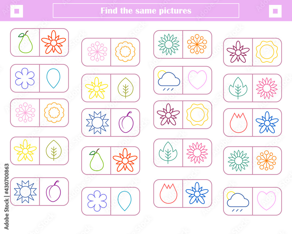 logic game for children. find and connect identical shapes logic game for children. find and connect identical shapes