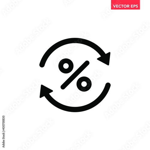 Black round rate exchange icon, simple finanical spin flat design vector pictogram, infographic vector for app logo web website button ui ux interface elements isolated on white background photo