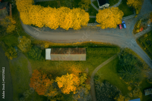 Stockholm Ekero - Aerial view of a autumn field 20-09-01. High quality photo photo