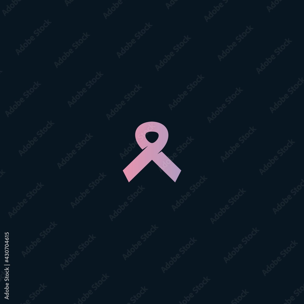 Pink ribbon / breast cancer awareness flat vector logo icon Pink ribbon / breast cancer awareness flat vector logo icon