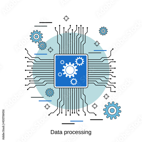 Data processing  information computing flat design style vector concept illustration