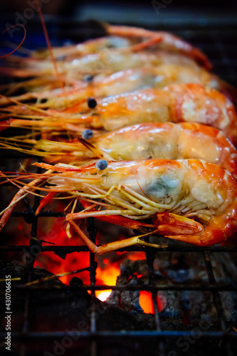 Shrimp on the BBQ Grill closeup