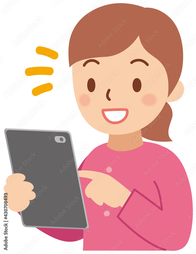 タブレット操作をする女性 タブレット操作をする女性