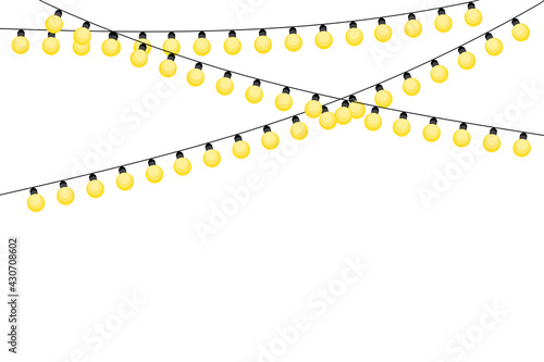 light bulbs garland for decoration design. holiday decoration. Christmas banner. Vector illustration. Stock image. EPS 10.