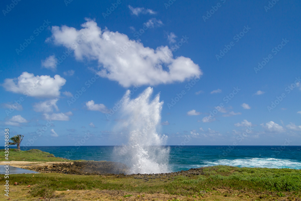 waves crushing trough the rocks