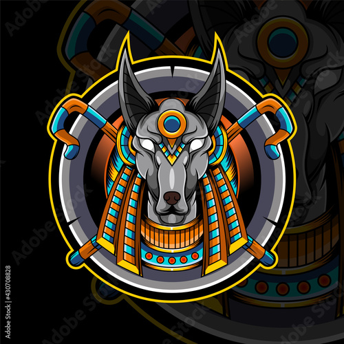 Anubis head esport mascot logo design