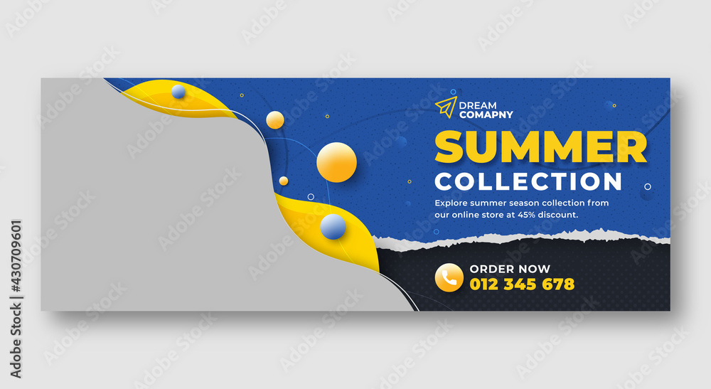 Summer sale web banner facebook cover template - obrazy, fototapety, plakaty 
