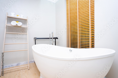 white bathtub in luxury bathroom