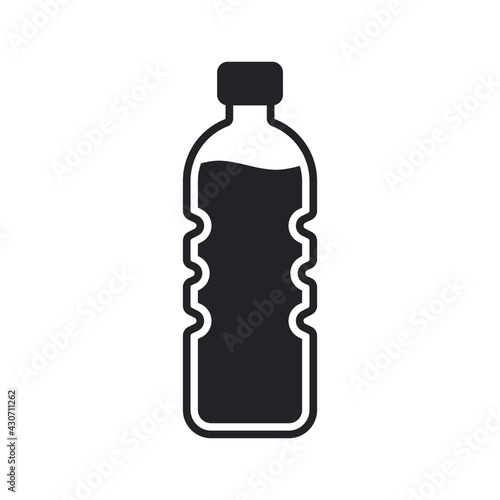 Bottle glyph icon. Simple solid style. Water, container, plastic, drink, cola, cold, beverage, concept, design element. Vector illustration isolated on white background. EPS 10.