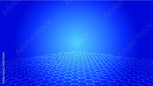 Dot-line link hexagonal honeycomb extension perspective sense technology sense background © hqrloveq
