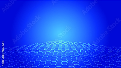 Dot-line link hexagonal honeycomb extension perspective sense technology sense background