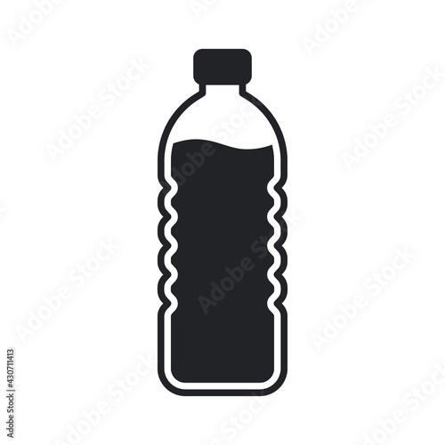 Bottle glyph icon. Simple solid style. Water, container, plastic, drink, cola, cold, beverage, concept, design element. Vector illustration isolated on white background. EPS 10.
