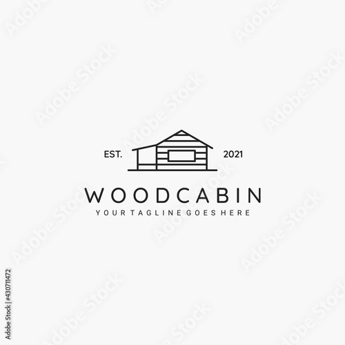 Wood cabin line art minimalist icon symbol logo vector illustration design