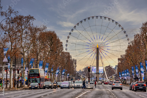 Paris, France - Dec 2017: The Roue de Paris is a transportable Ferris wheel installed for the millennium celebrations.