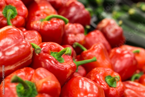 red pepper on market counter