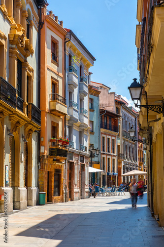 View of Oviedo streets in historical center, town in Spain