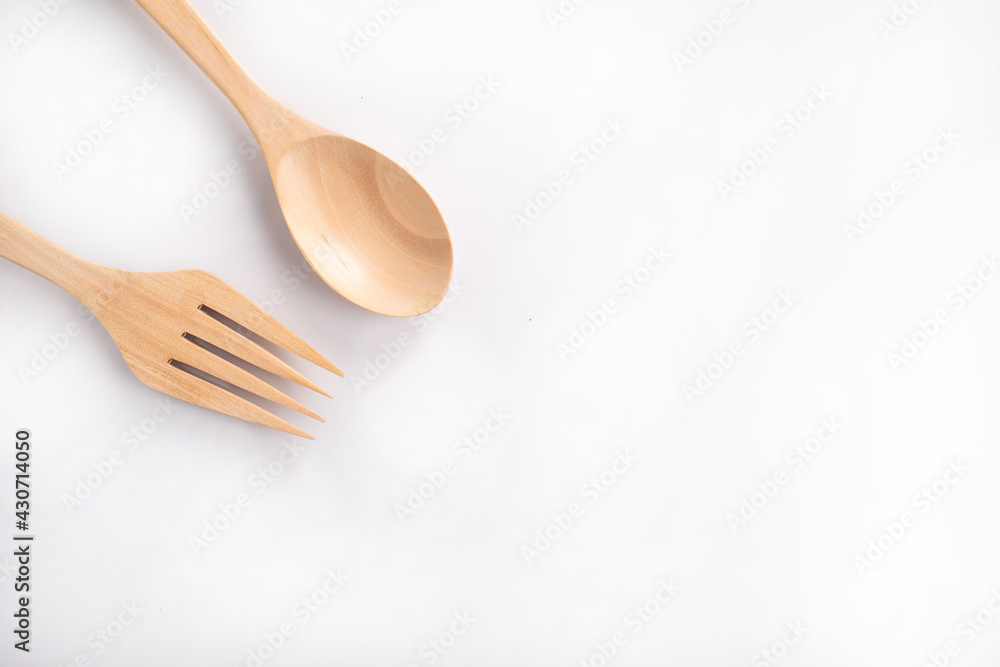 spoon and fork on white	
