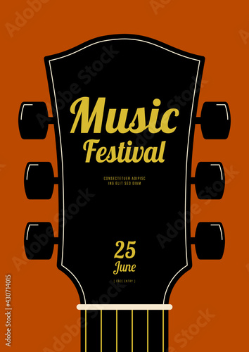 Music festival poster design template background decorative with guitar