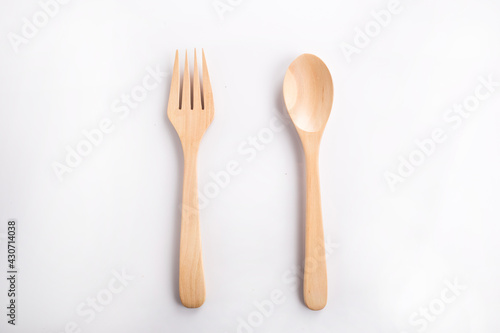 spoon and fork on white	
