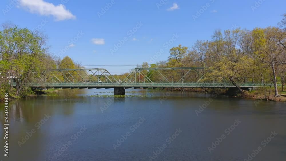 Beautiful Pull Back Shot of a Bridge Crossing Over a River Beautiful Pull Back Shot of a Bridge Crossing Over a River