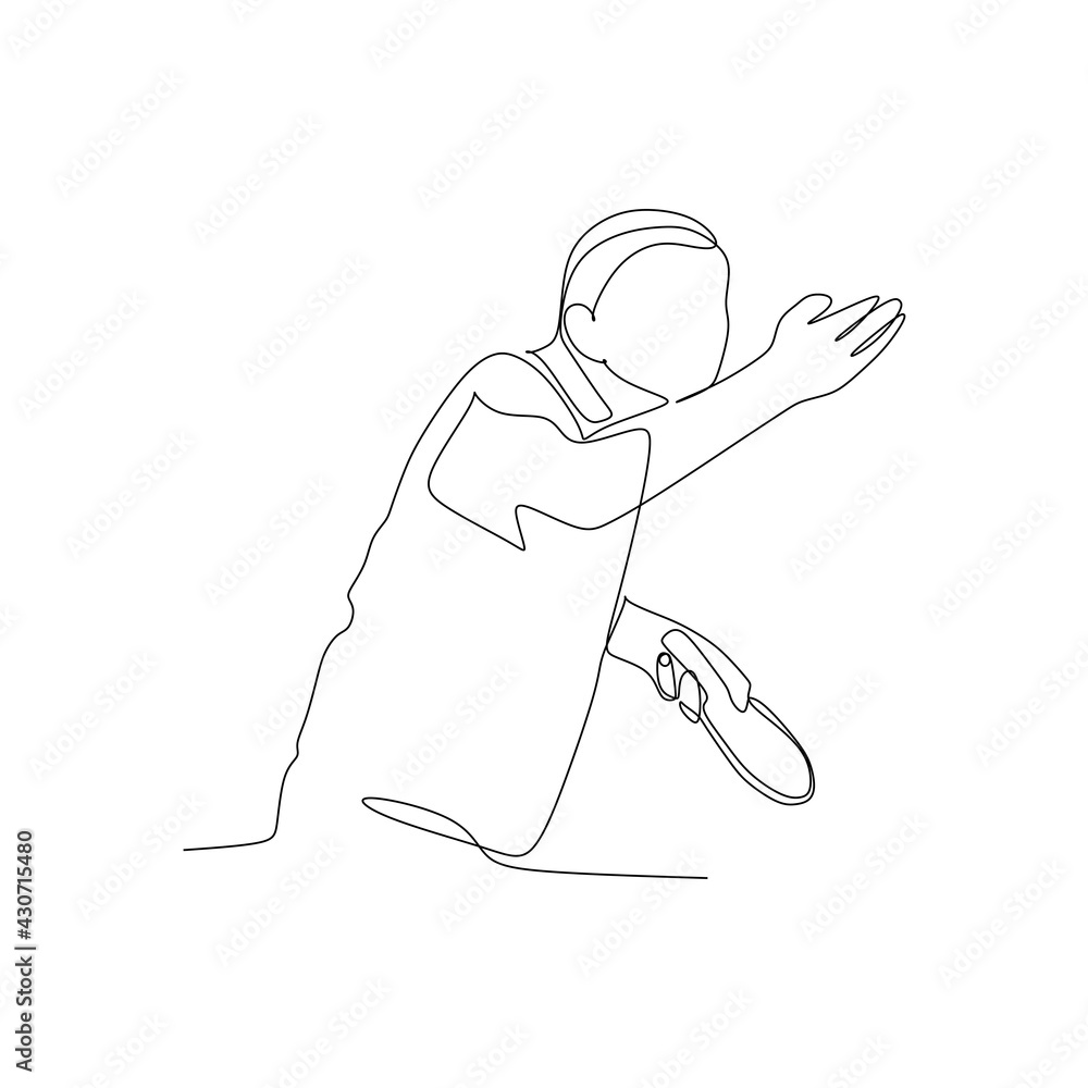 Fototapeta premium A male table tennis player serve the ball - continuous one line drawing