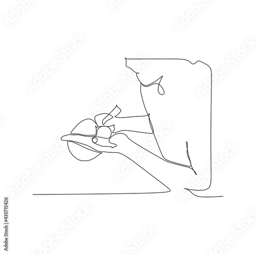 A ping pong player serving the ball - continuous one line drawing