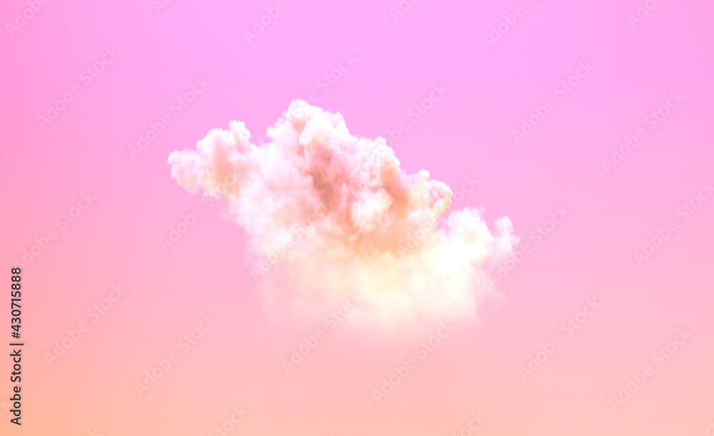 alone pink sunset big cumulus . nature 3D illustration