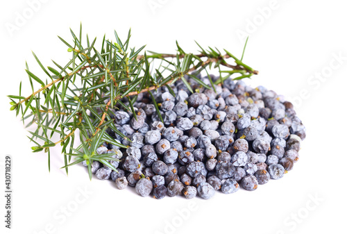 A Heap of Juniper Dry Berry Cones (Juniperus Communis). Dried Herb and Medicinal Raw Material. Isolated on White.