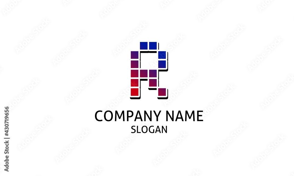 Letter R abstract pixel logo with trendy color for app, game, technology company brand vector design Letter R abstract pixel logo with trendy color for app, game, technology company brand vector design