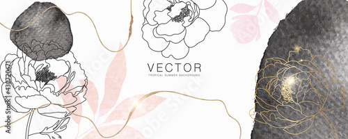 minimal background in pink flowers and tropical summer leaf