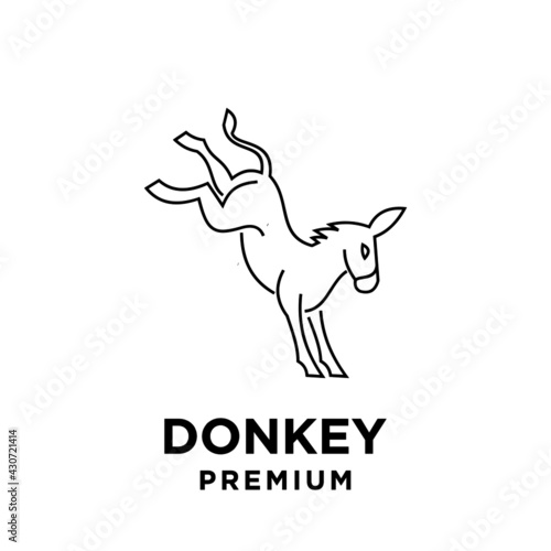 simple black line Donkey vector logo icon template character illustration design isolated background