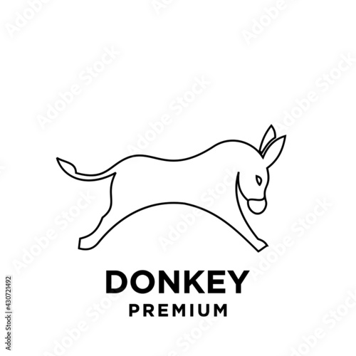 simple black line Donkey vector logo icon template character illustration design isolated background