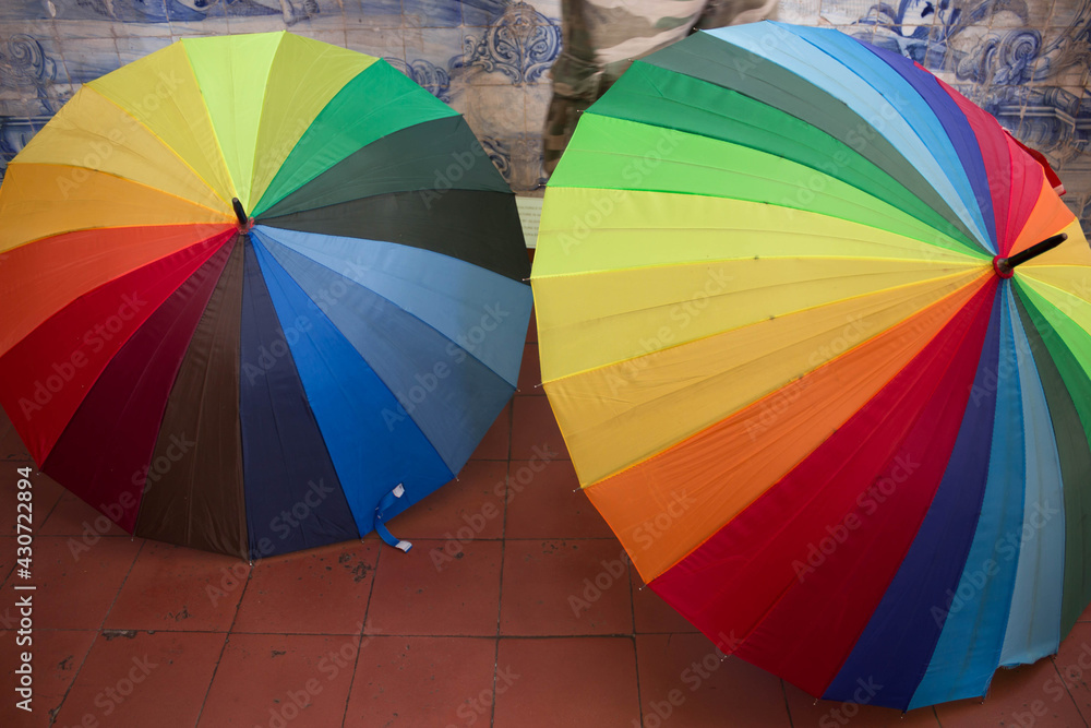 colorful umbrella isolated on white background