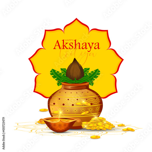Vector  Illustration of Happy Akshaya Tritiya.