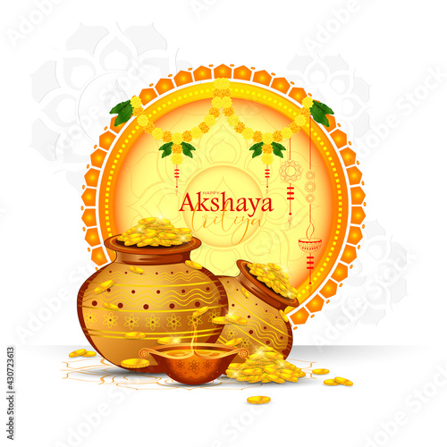 Vector  Illustration of Happy Akshaya Tritiya.