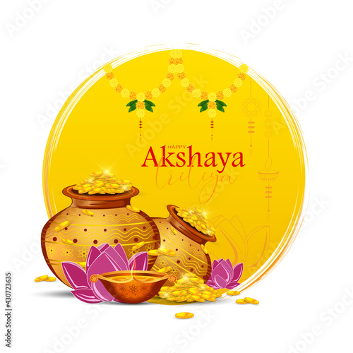 Vector  Illustration of Happy Akshaya Tritiya.