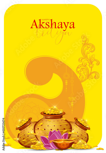 Vector  Illustration of Happy Akshaya Tritiya.