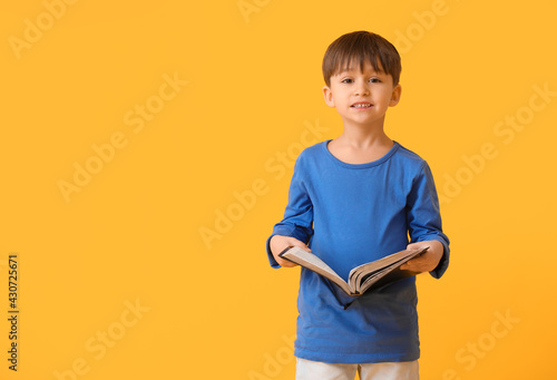 Little boy with Bible on co...
