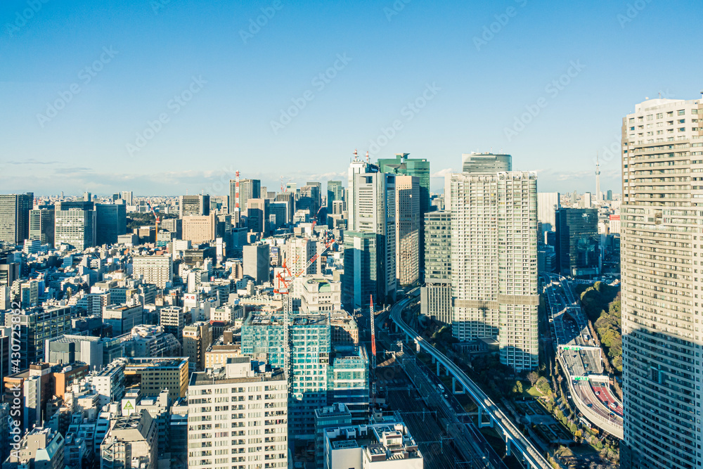 東京　都市風景　高層ビル群