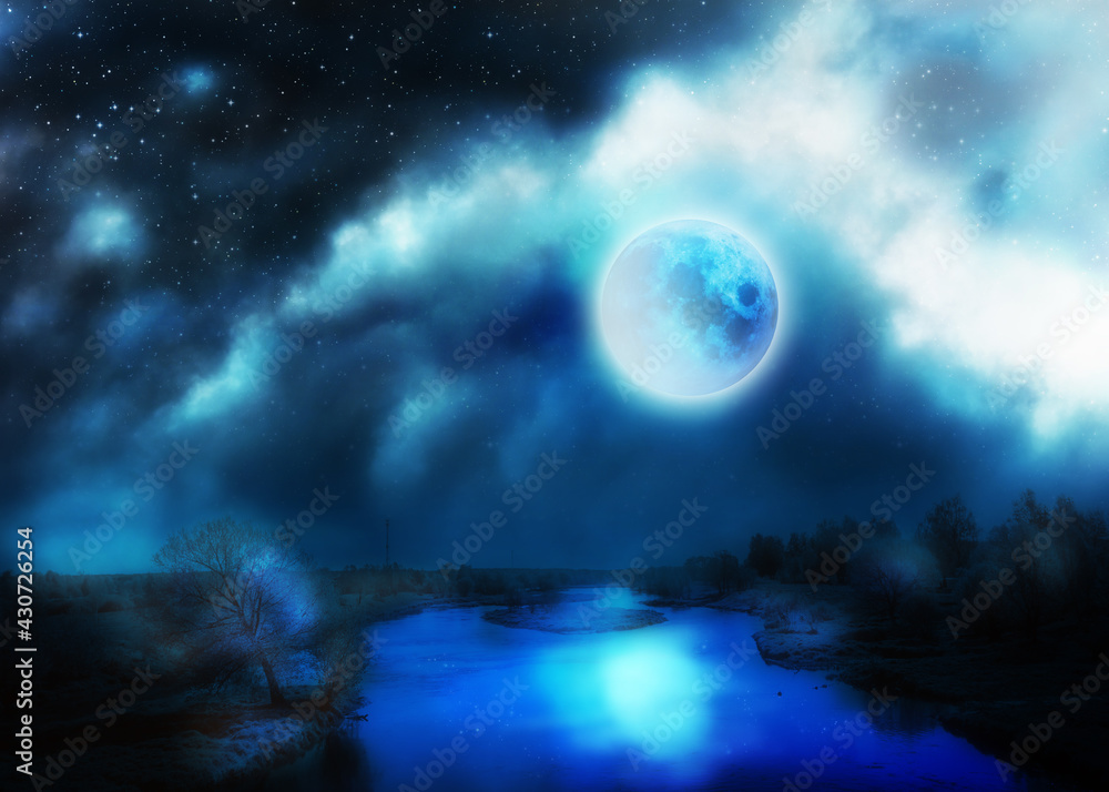 Full moon above river Full moon above river
