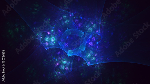 3D rendering abstract multicolor fractal light background