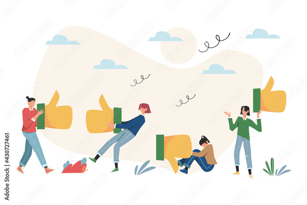 Leaves a good online review for a product or service, reviews, good work contented consumer Leaves a good online review for a product or service, reviews, good work contented consumer