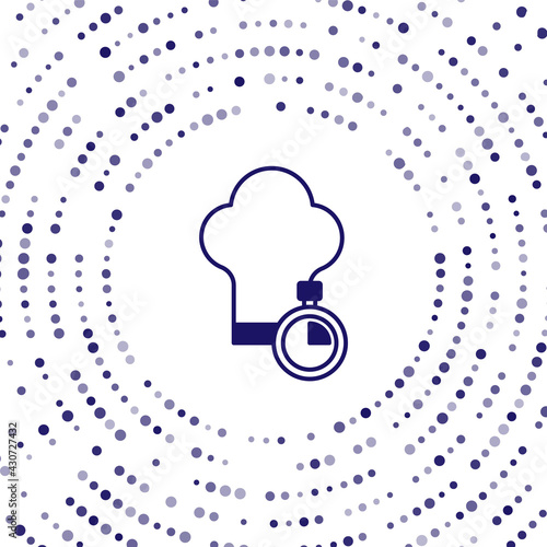 Blue Chef hat icon isolated on white background. Cooking symbol. Cooks hat. Abstract circle random dots. Vector