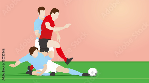 Soccer Stop dribbling with a tackle. Vector